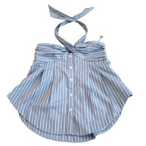 Free People Blue and White Striped Blouse